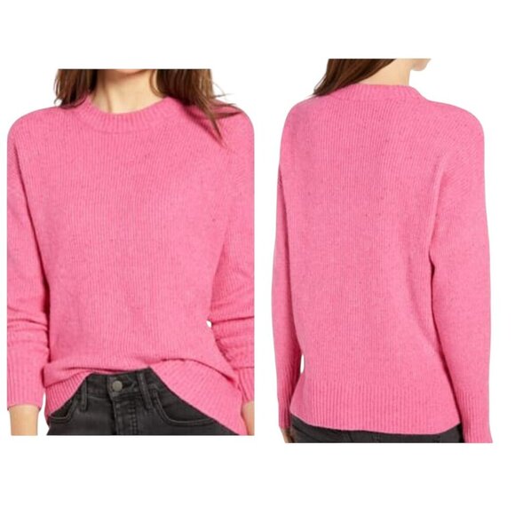 Something Navy Pink Flecked Crew Neck Sweater | Medium - Picture 1 of 6